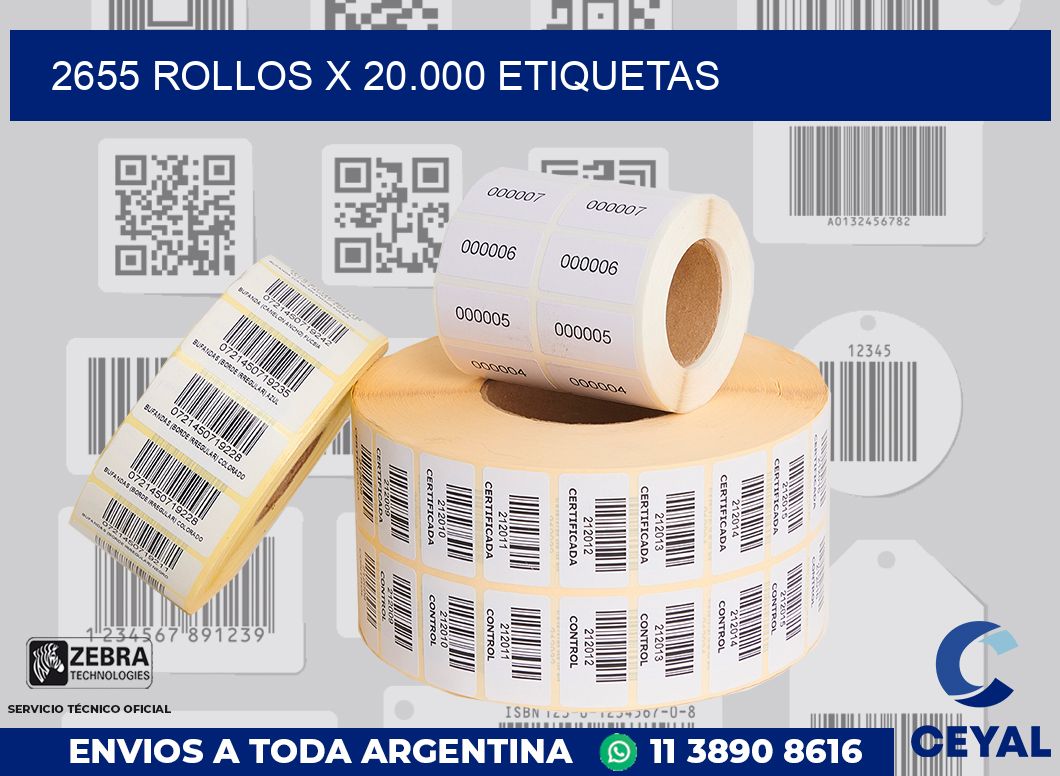 2655 Rollos x 20.000 etiquetas