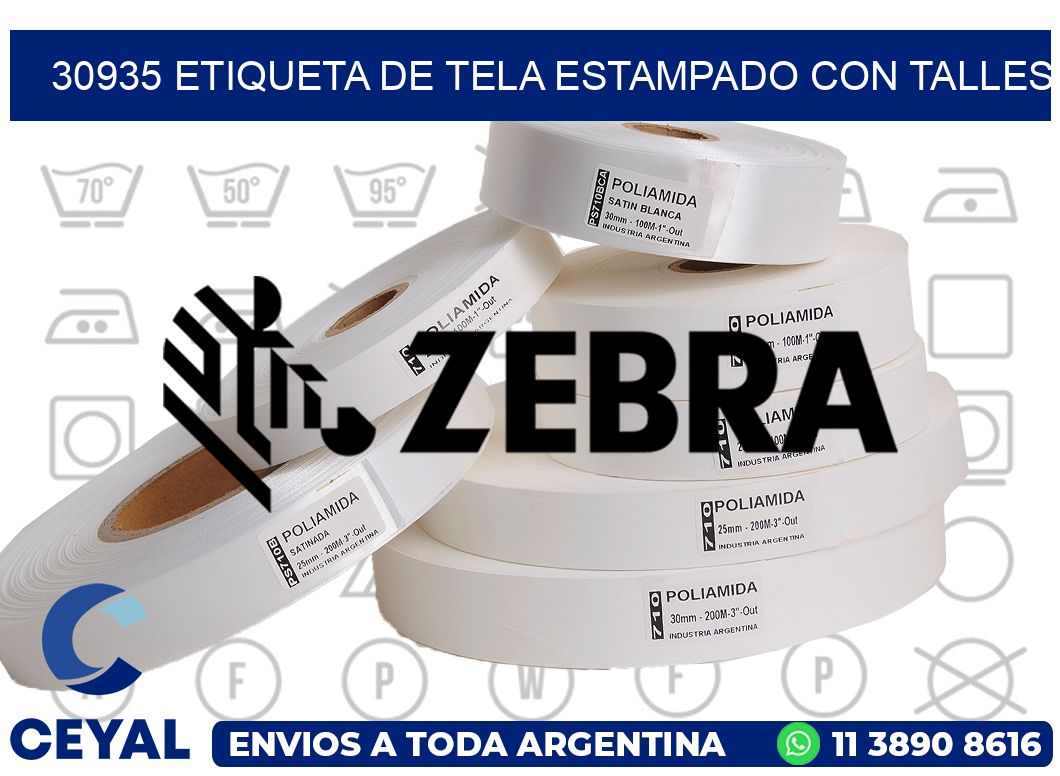 30935 ETIQUETA DE TELA ESTAMPADO CON TALLES