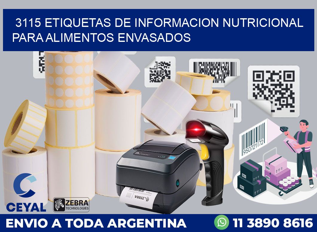 3115 ETIQUETAS DE INFORMACION NUTRICIONAL PARA ALIMENTOS ENVASADOS