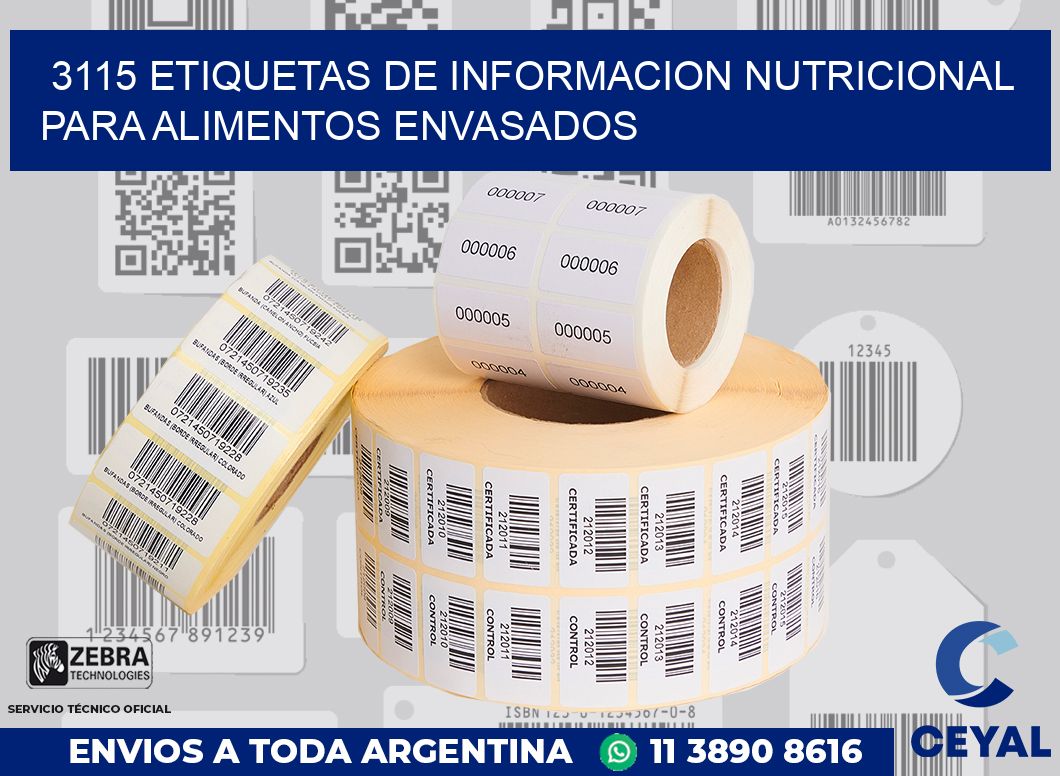 3115 ETIQUETAS DE INFORMACION NUTRICIONAL PARA ALIMENTOS ENVASADOS