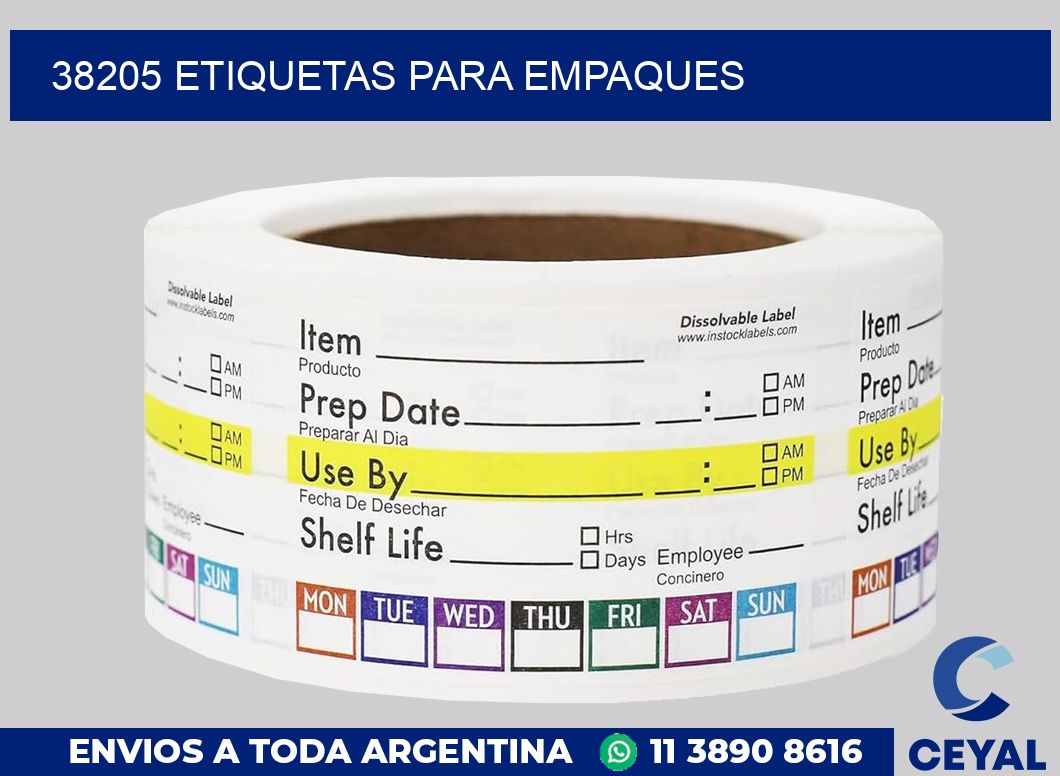38205 ETIQUETAS PARA EMPAQUES