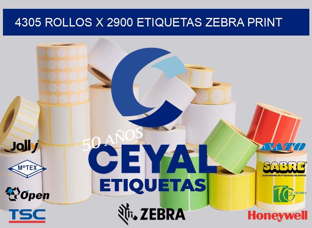 4305 Rollos x 2900 etiquetas zebra print
