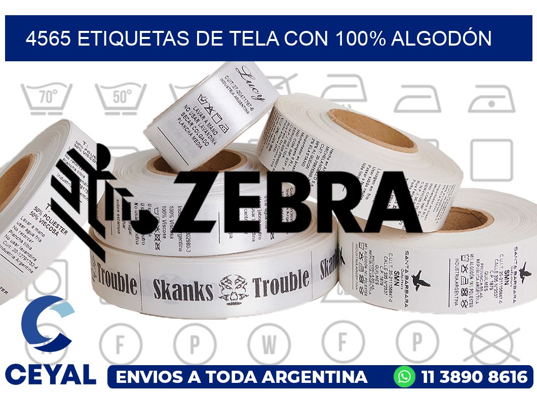 4565 ETIQUETAS DE TELA CON 100% ALGODÓN
