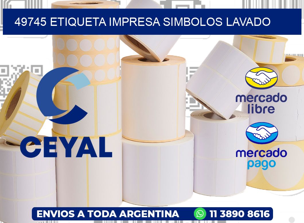 49745 ETIQUETA IMPRESA SIMBOLOS LAVADO