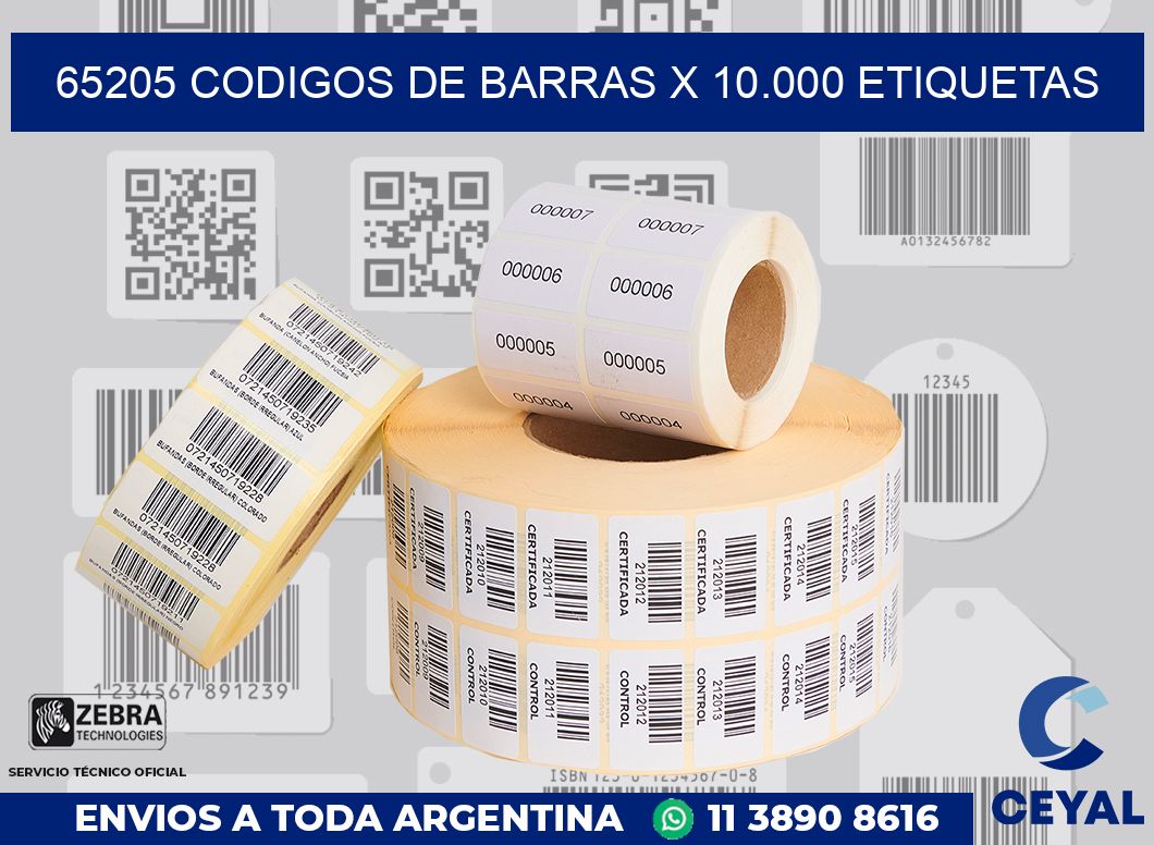65205 codigos de barras x 10.000 etiquetas