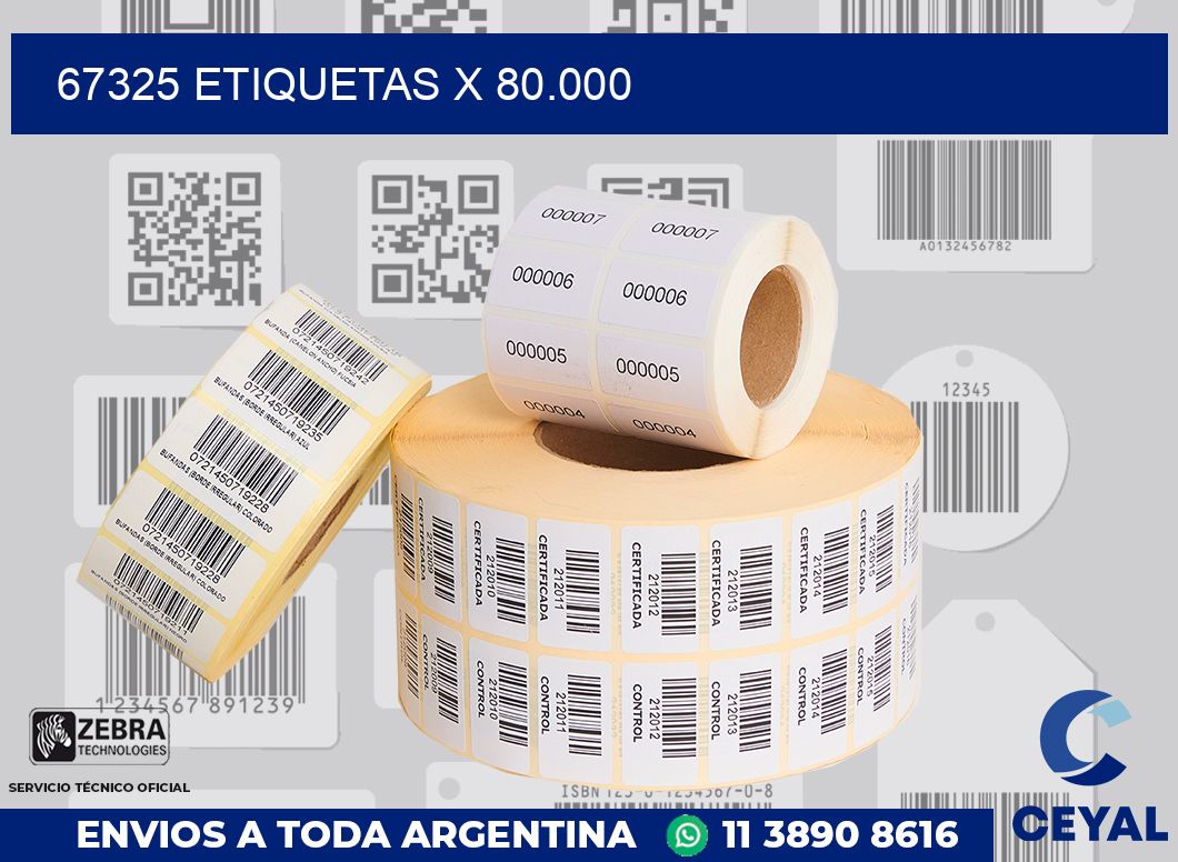 67325 Etiquetas x 80.000