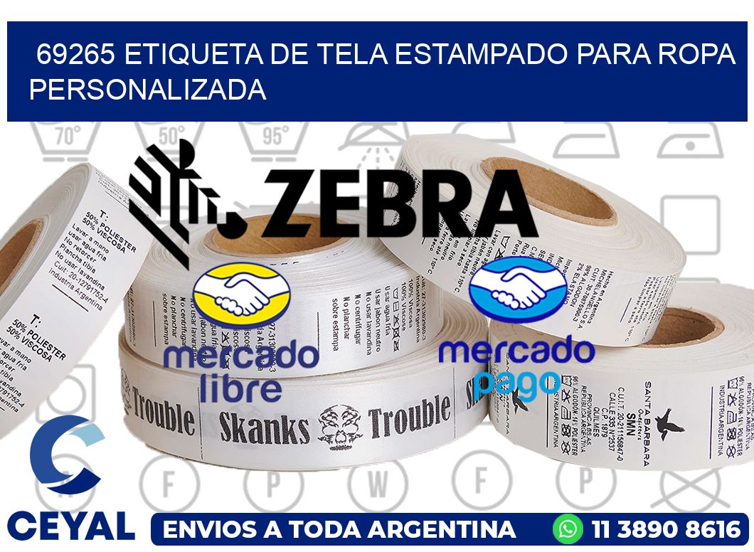 69265 ETIQUETA DE TELA ESTAMPADO PARA ROPA PERSONALIZADA