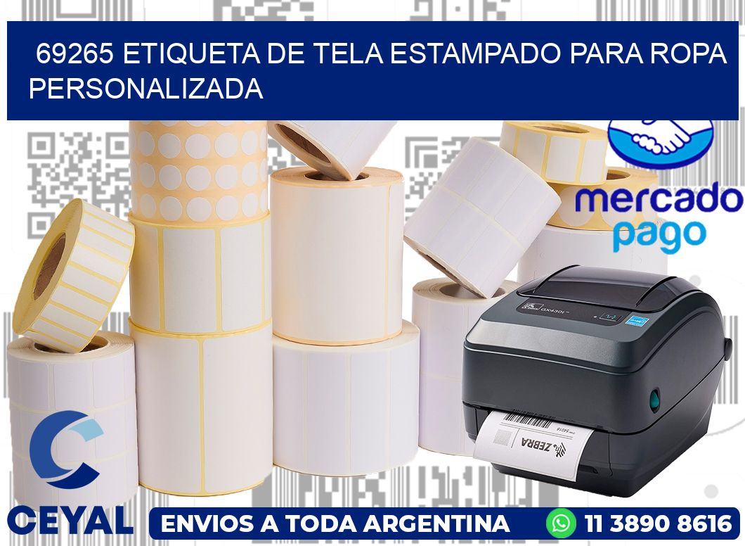69265 ETIQUETA DE TELA ESTAMPADO PARA ROPA PERSONALIZADA