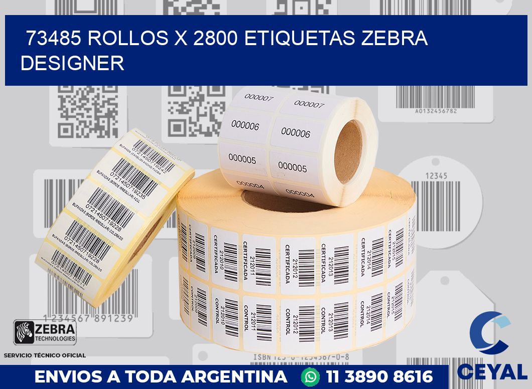 73485 Rollos x 2800 etiquetas zebra designer