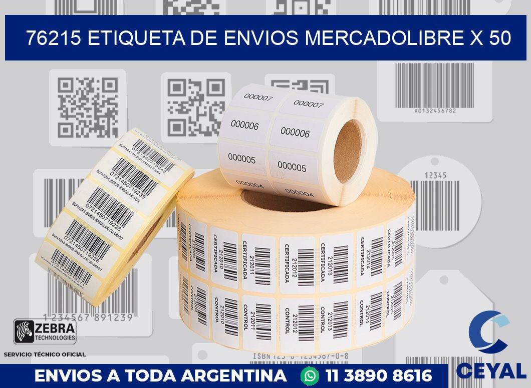 76215 etiqueta de envios mercadolibre x 50