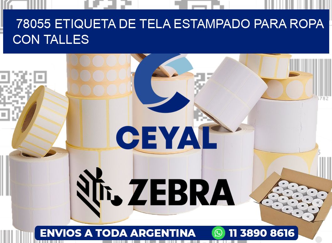 78055 ETIQUETA DE TELA ESTAMPADO PARA ROPA CON TALLES