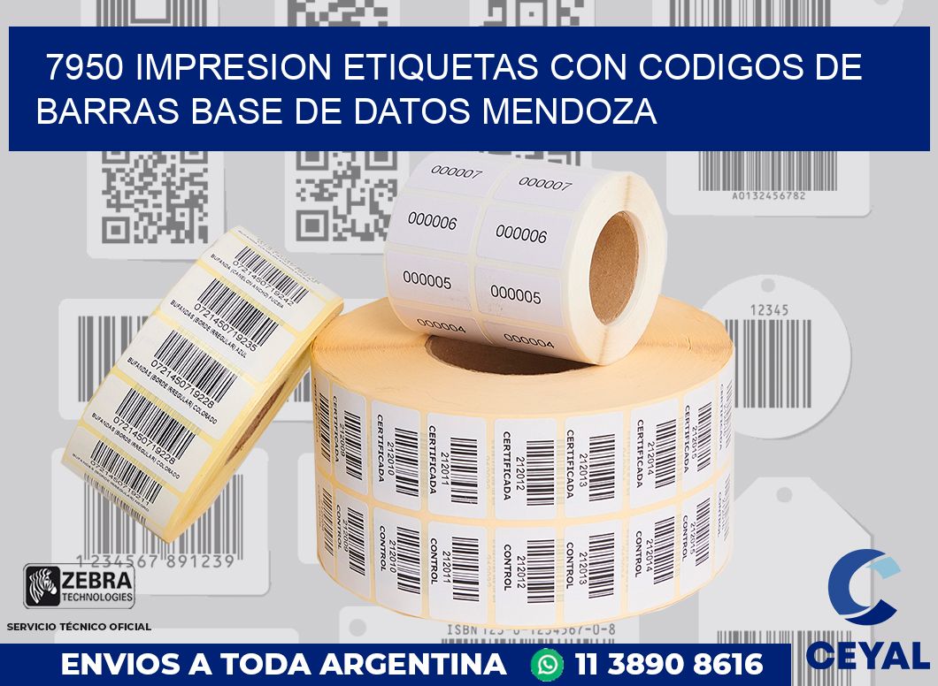7950 IMPRESION ETIQUETAS CON CODIGOS DE BARRAS BASE DE DATOS MENDOZA