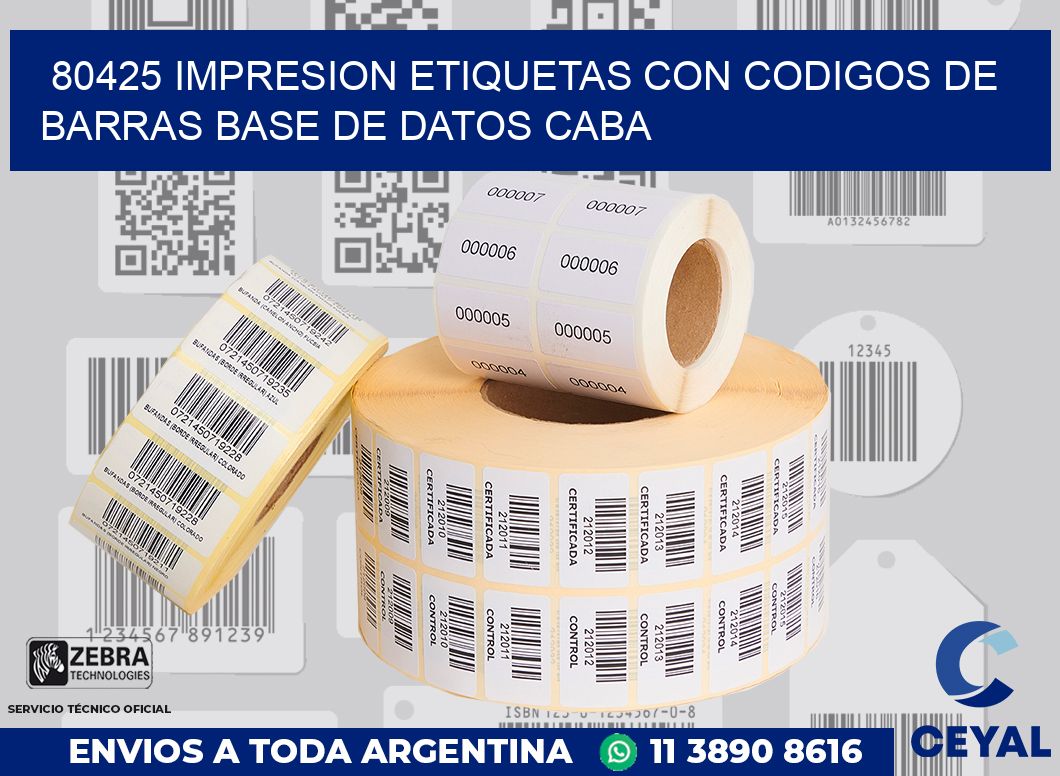 80425 IMPRESION ETIQUETAS CON CODIGOS DE BARRAS BASE DE DATOS CABA