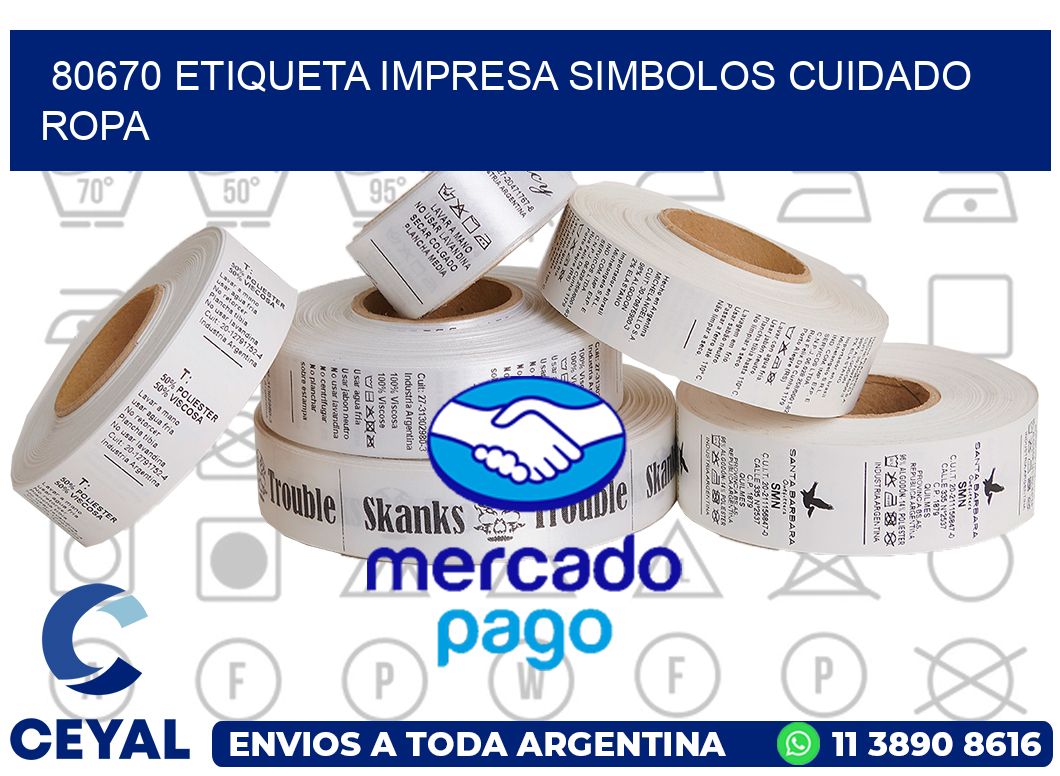 80670 ETIQUETA IMPRESA SIMBOLOS CUIDADO ROPA