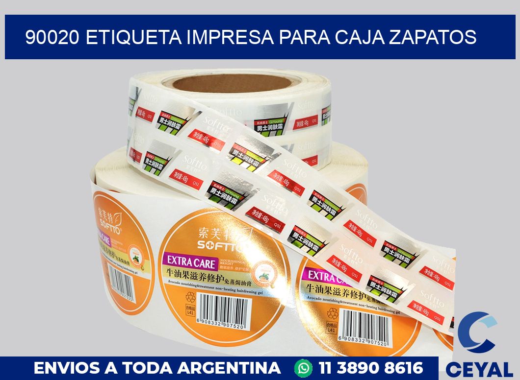 90020 ETIQUETA IMPRESA PARA CAJA ZAPATOS