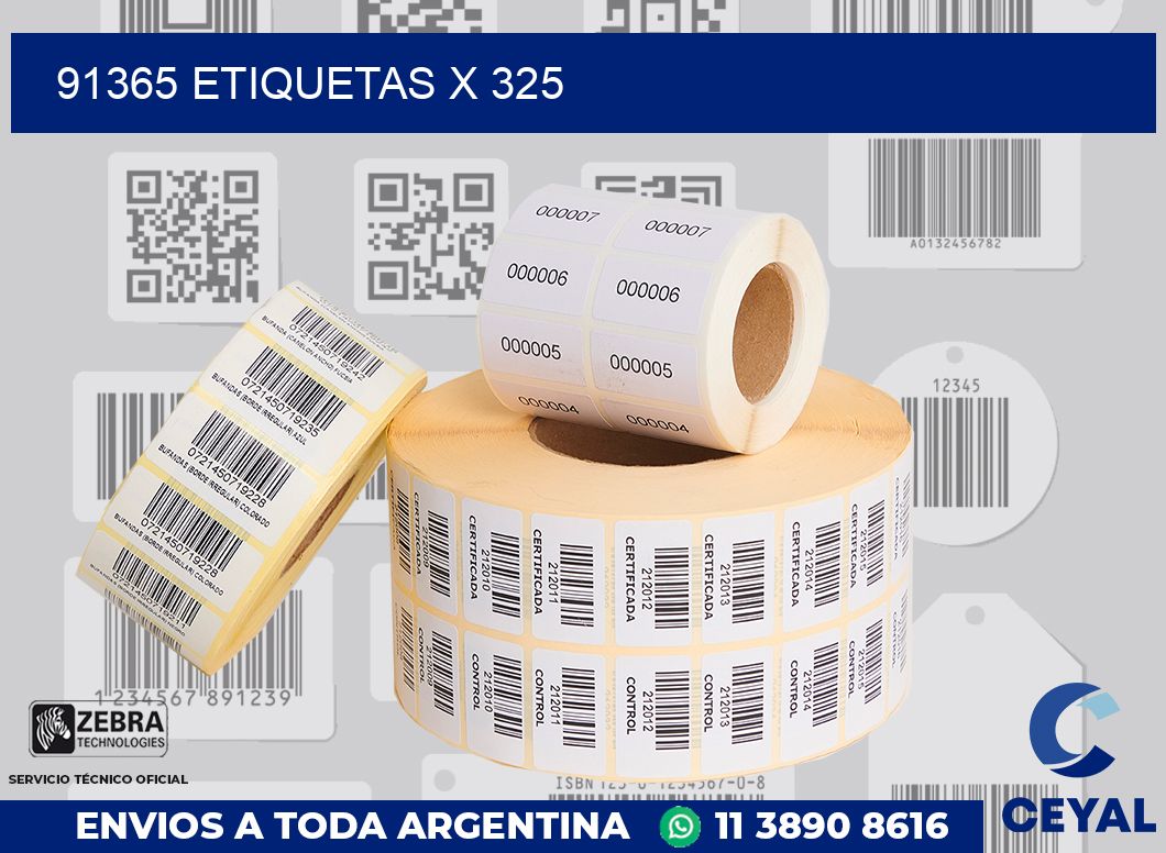 91365 Etiquetas x 325