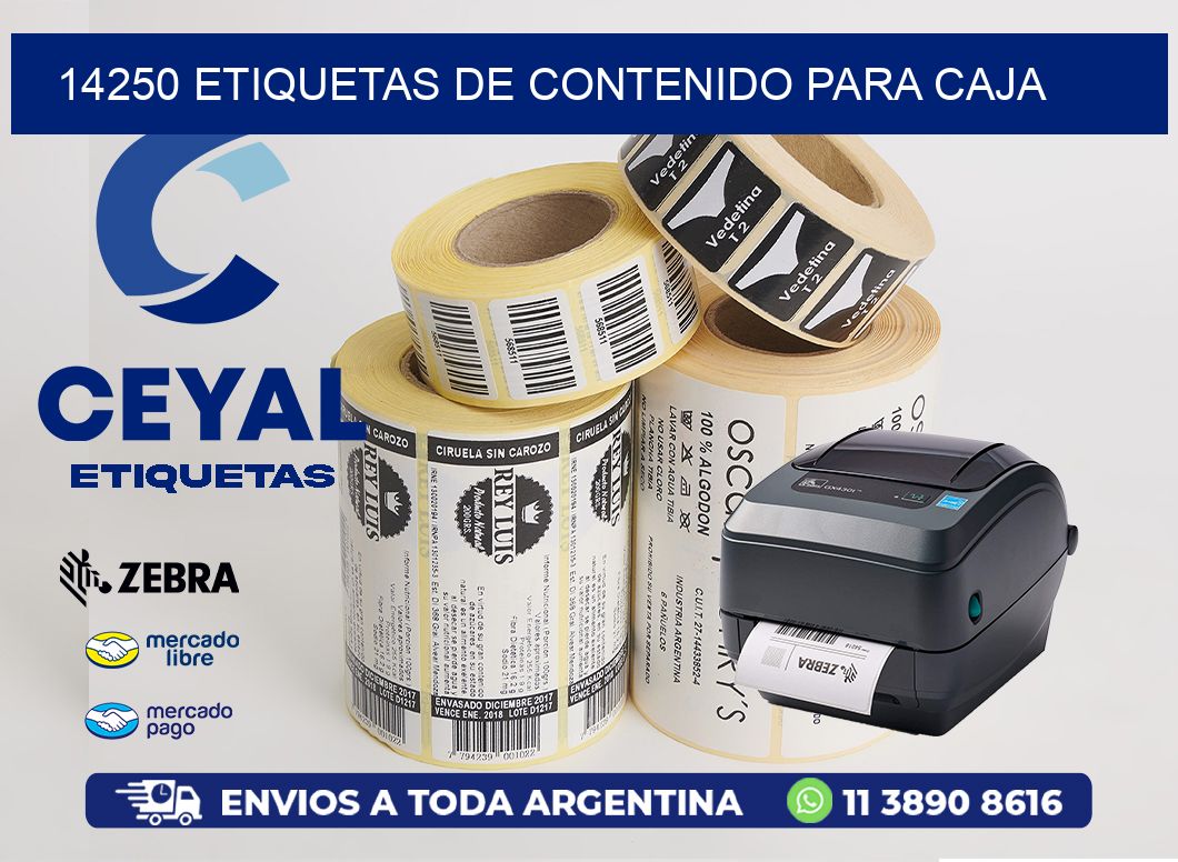 14250 etiquetas de contenido para caja