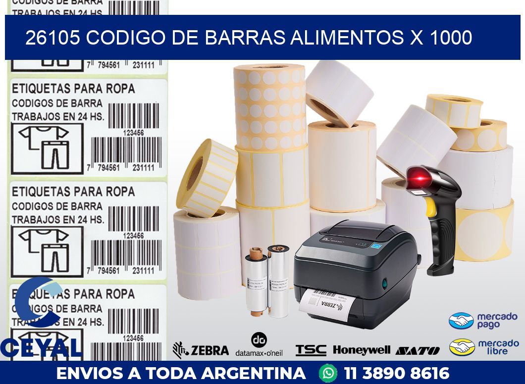 26105 CODIGO DE BARRAS ALIMENTOS x 1000