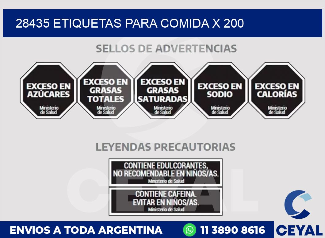 28435 ETIQUETAS PARA COMIDA x 200