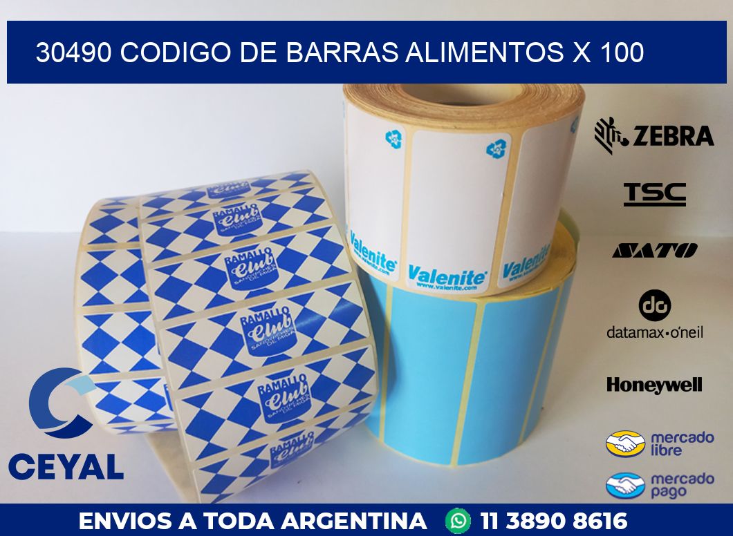 30490 CODIGO DE BARRAS ALIMENTOS x 100