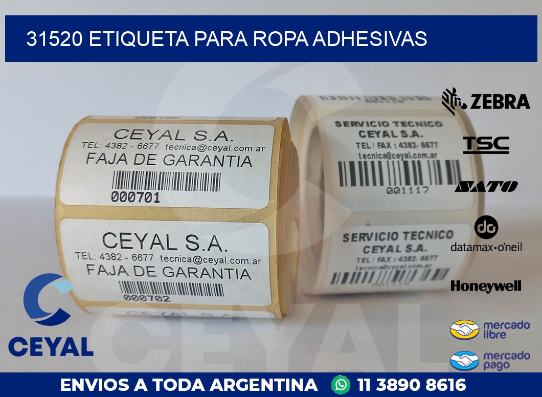 31520 ETIQUETA PARA ROPA ADHESIVAS