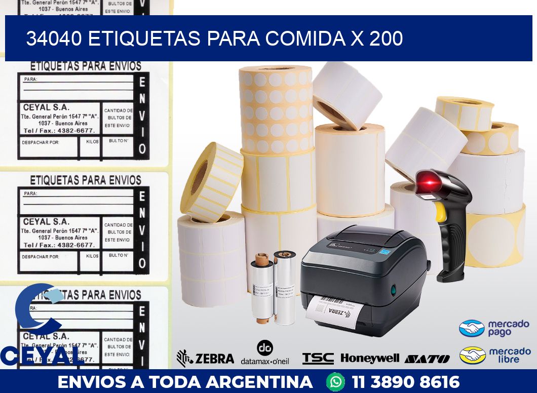 34040 ETIQUETAS PARA COMIDA x 200