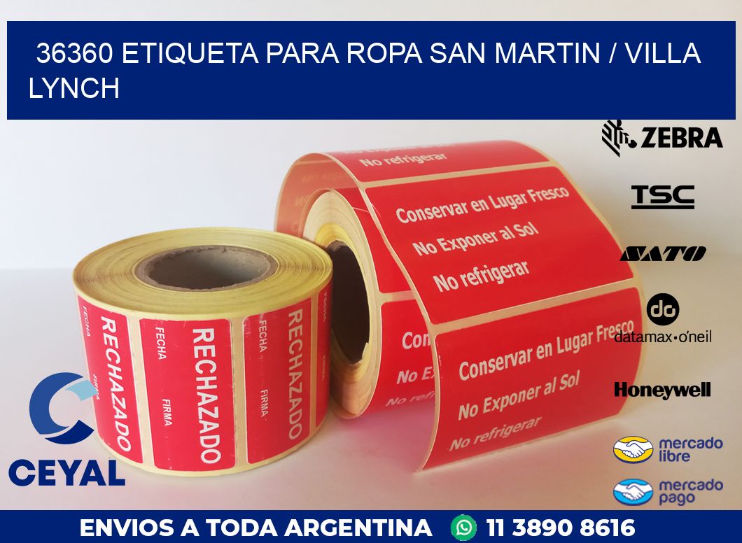 36360 ETIQUETA PARA ROPA SAN MARTIN / VILLA LYNCH