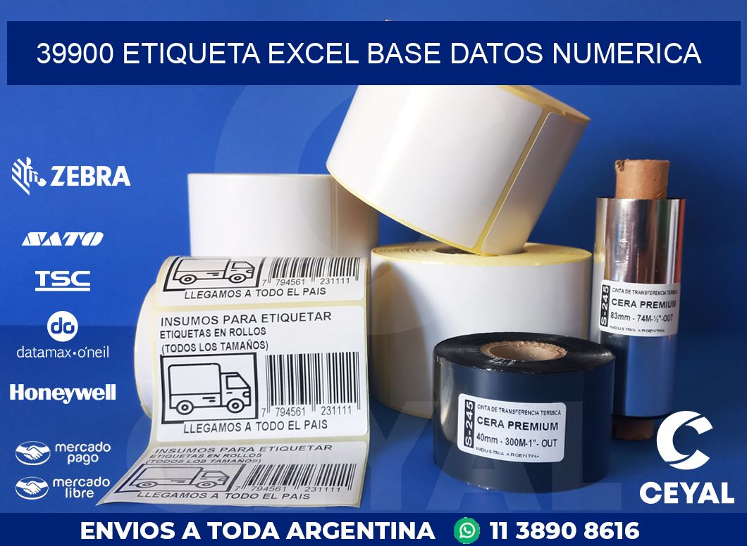 39900 etiqueta excel base datos numerica
