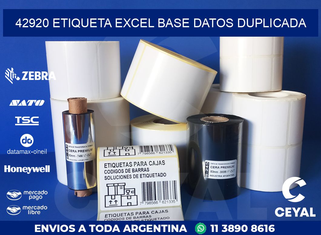 42920 etiqueta excel base datos duplicada