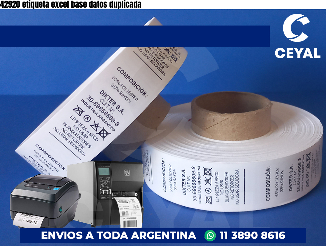 42920 etiqueta excel base datos duplicada