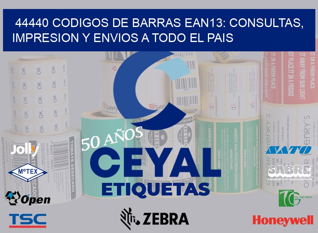 44440 CODIGOS DE BARRAS EAN13: CONSULTAS, IMPRESION Y ENVIOS A TODO EL PAIS
