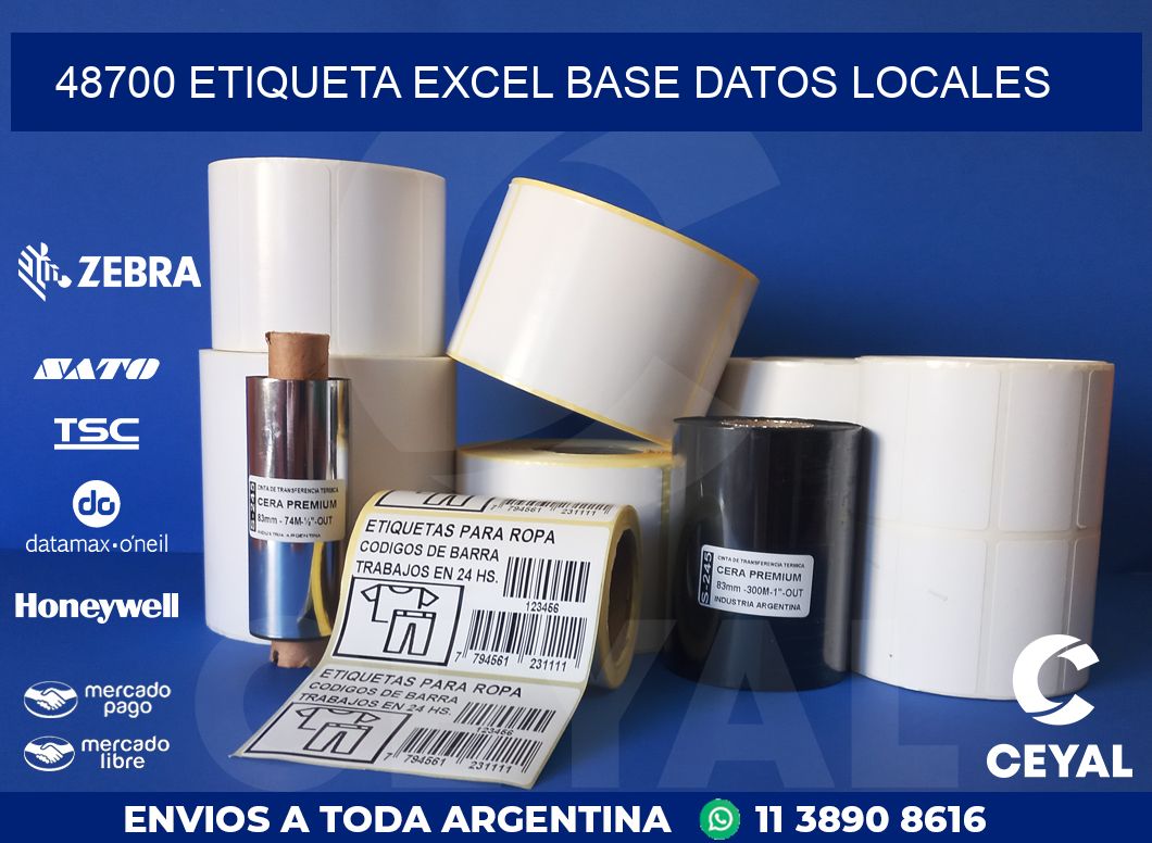 48700 etiqueta excel base datos locales