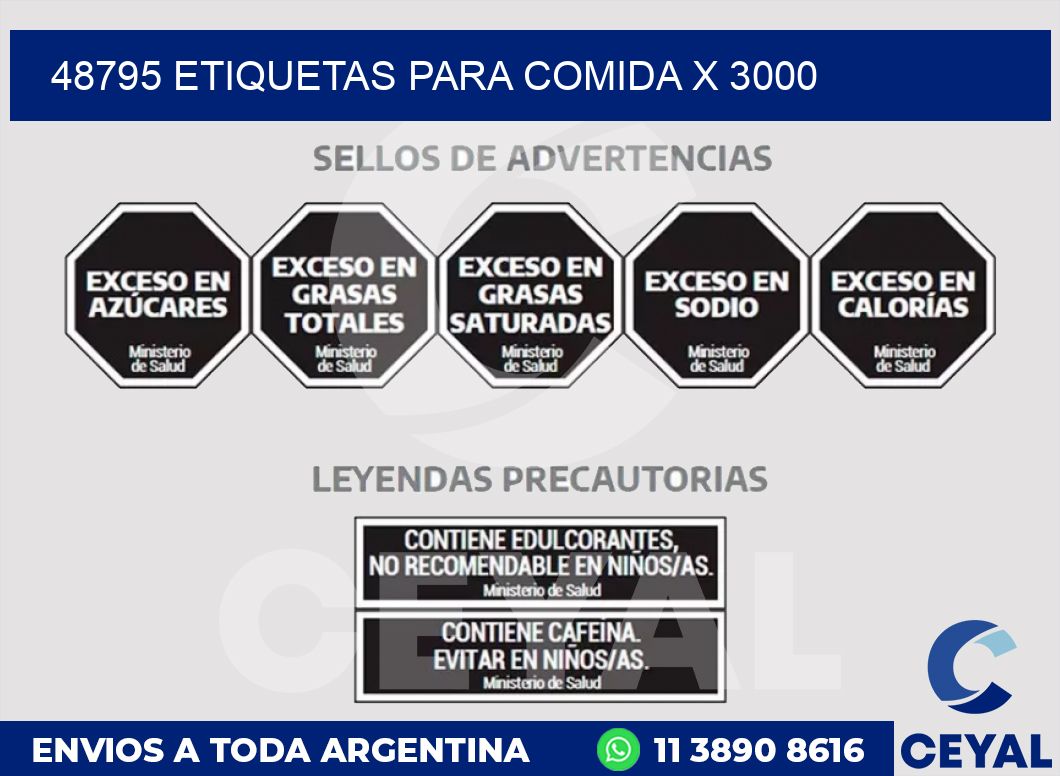 48795 ETIQUETAS PARA COMIDA x 3000