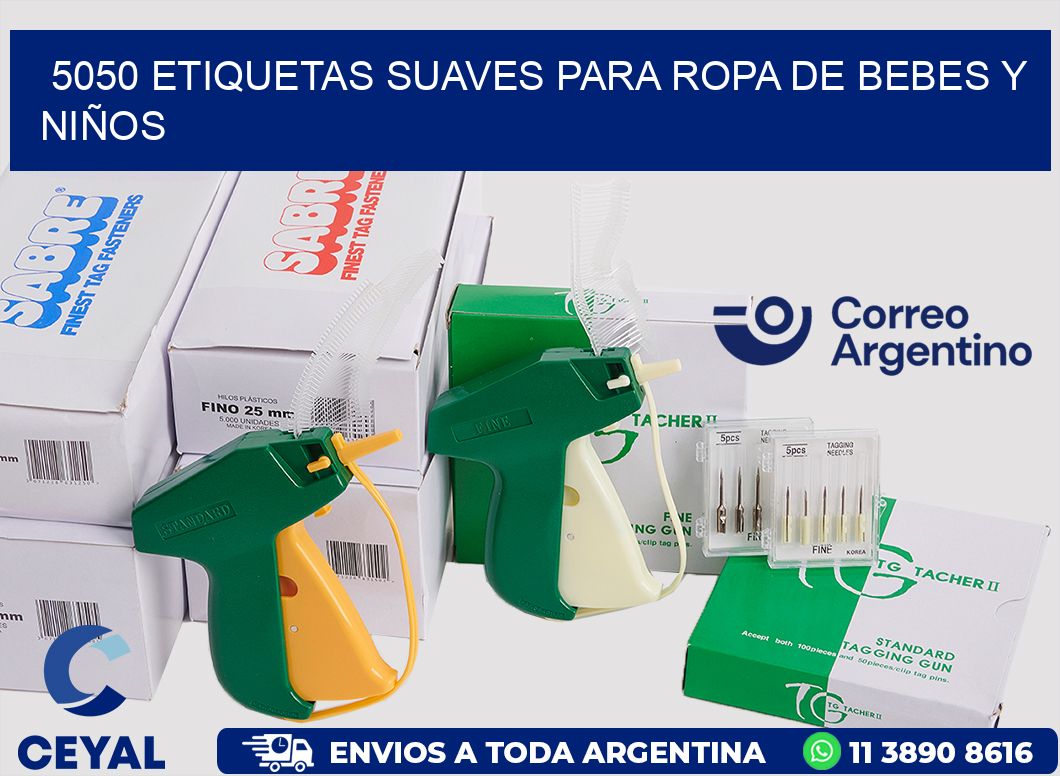 5050 ETIQUETAS SUAVES PARA ROPA DE BEBES Y NIÑOS