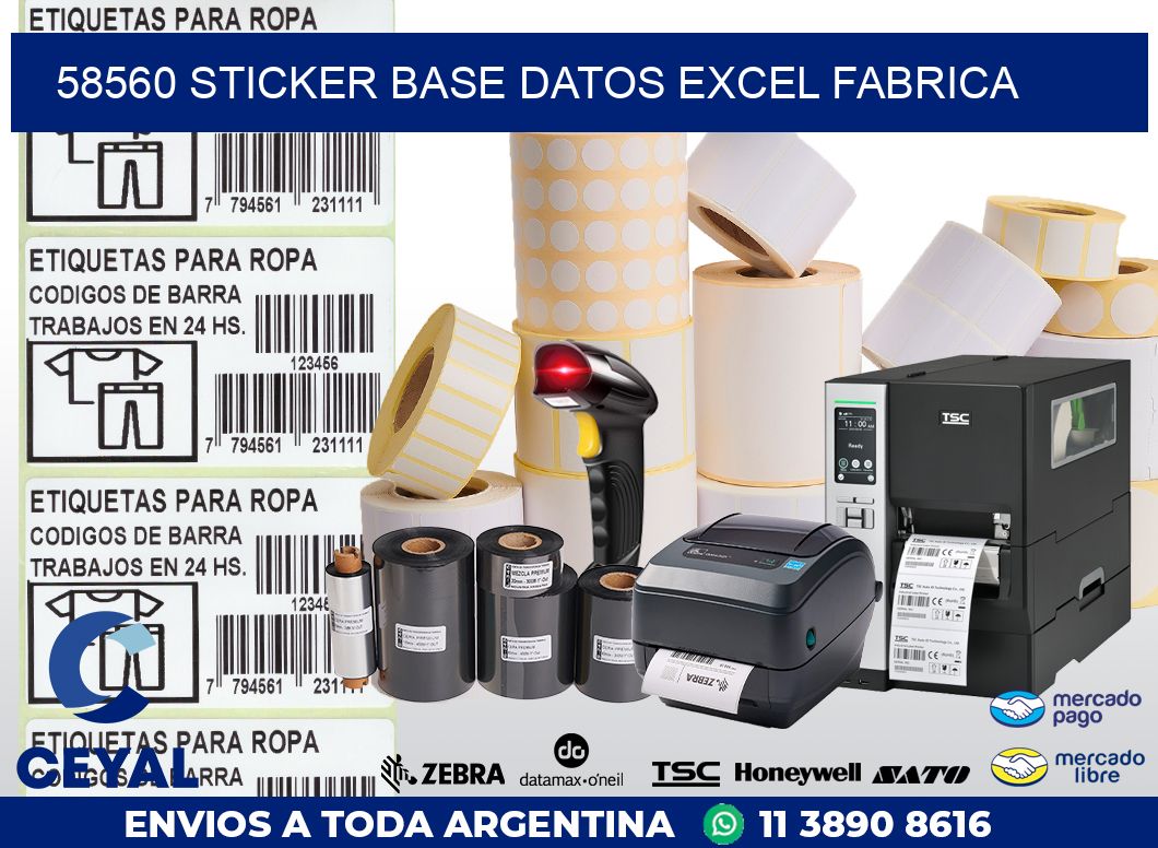 58560 sticker base datos excel fabrica