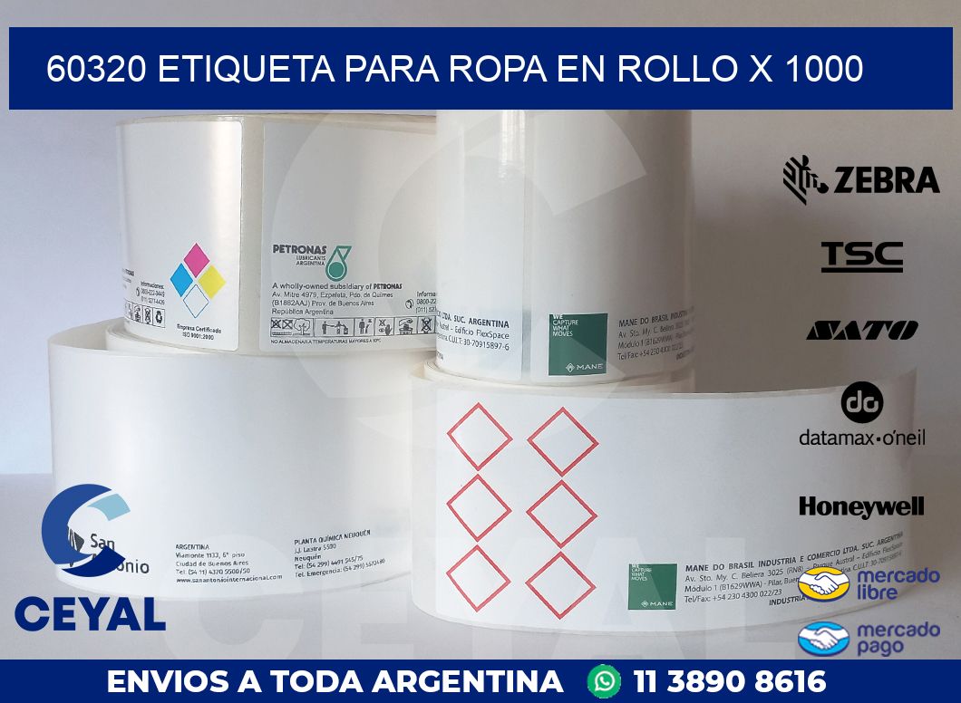 60320 ETIQUETA PARA ROPA EN ROLLO X 1000