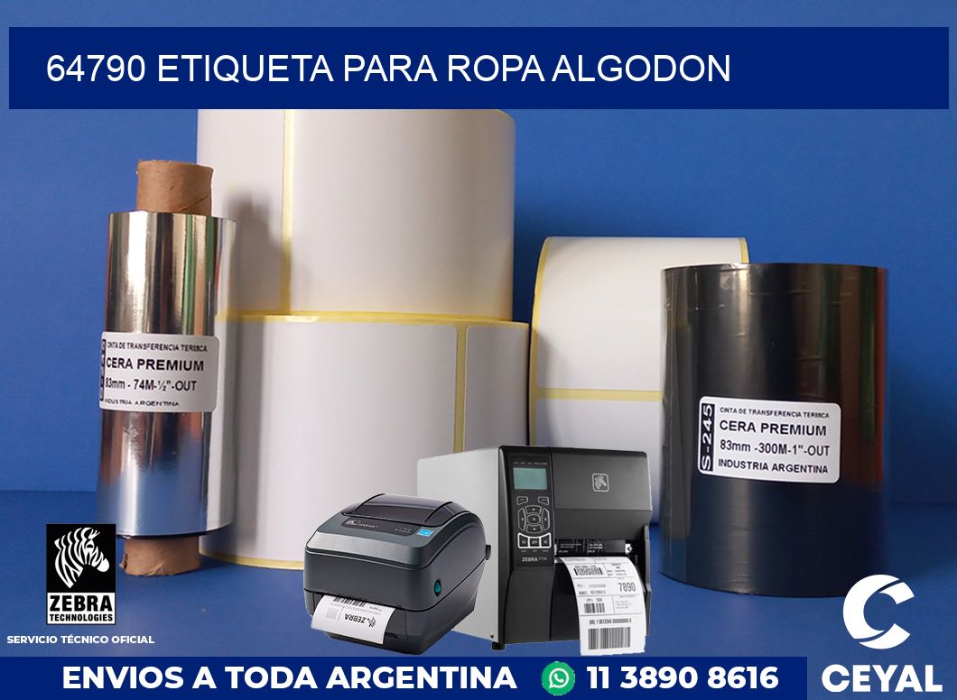 64790 ETIQUETA PARA ROPA ALGODON