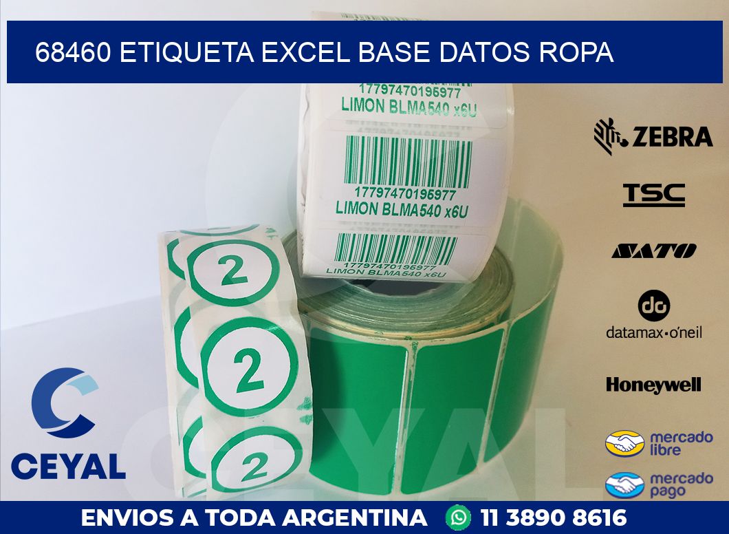 68460 etiqueta excel base datos ropa