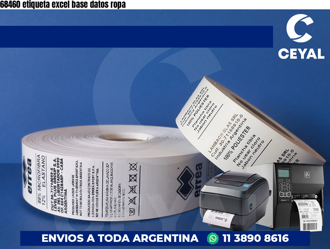 68460 etiqueta excel base datos ropa