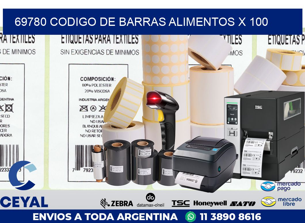 69780 CODIGO DE BARRAS ALIMENTOS x 100