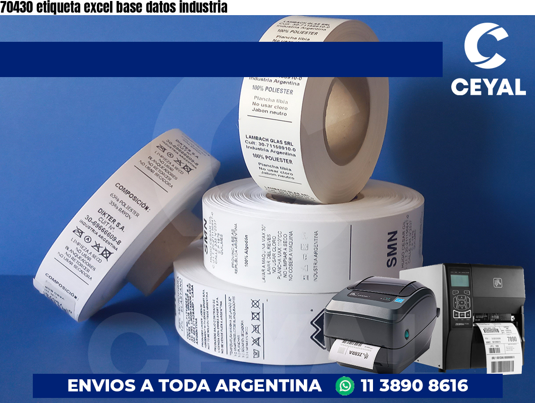 70430 etiqueta excel base datos industria