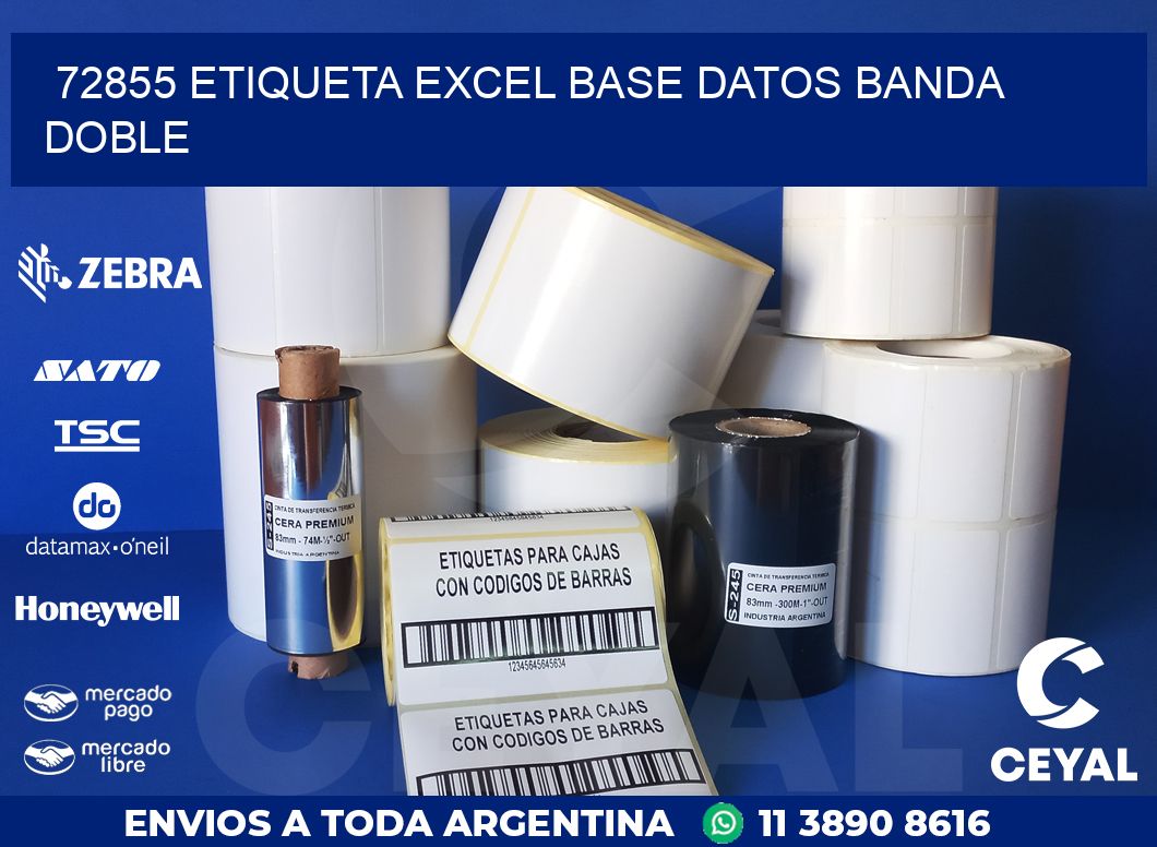 72855 etiqueta excel base datos banda doble