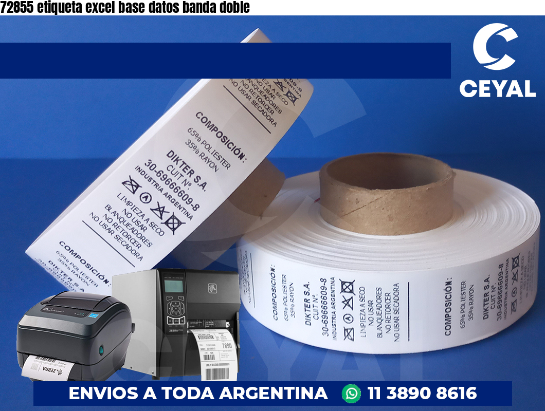 72855 etiqueta excel base datos banda doble