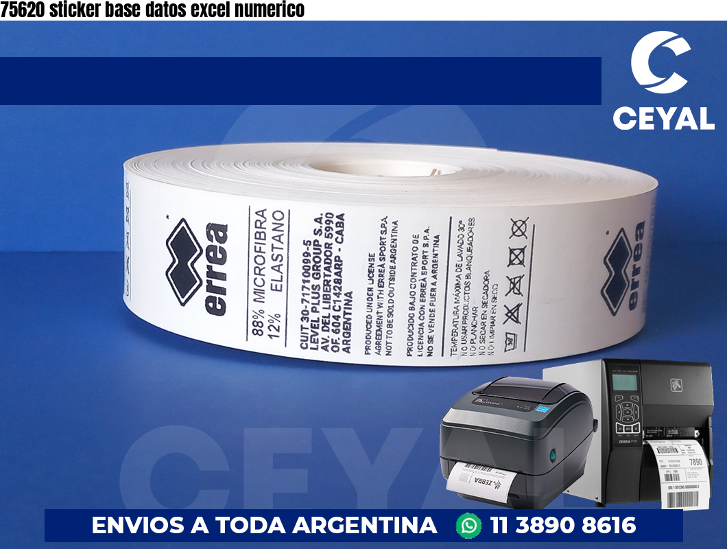 75620 sticker base datos excel numerico