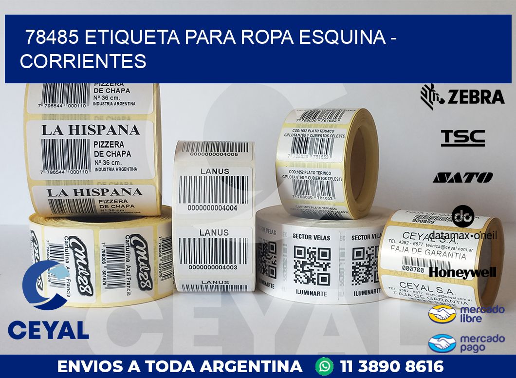 78485 ETIQUETA PARA ROPA ESQUINA – CORRIENTES