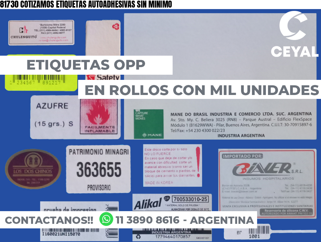 81730 COTIZAMOS ETIQUETAS AUTOADHESIVAS SIN MINIMO