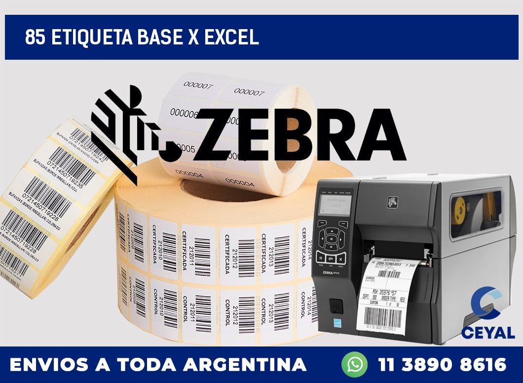 85 etiqueta base x excel