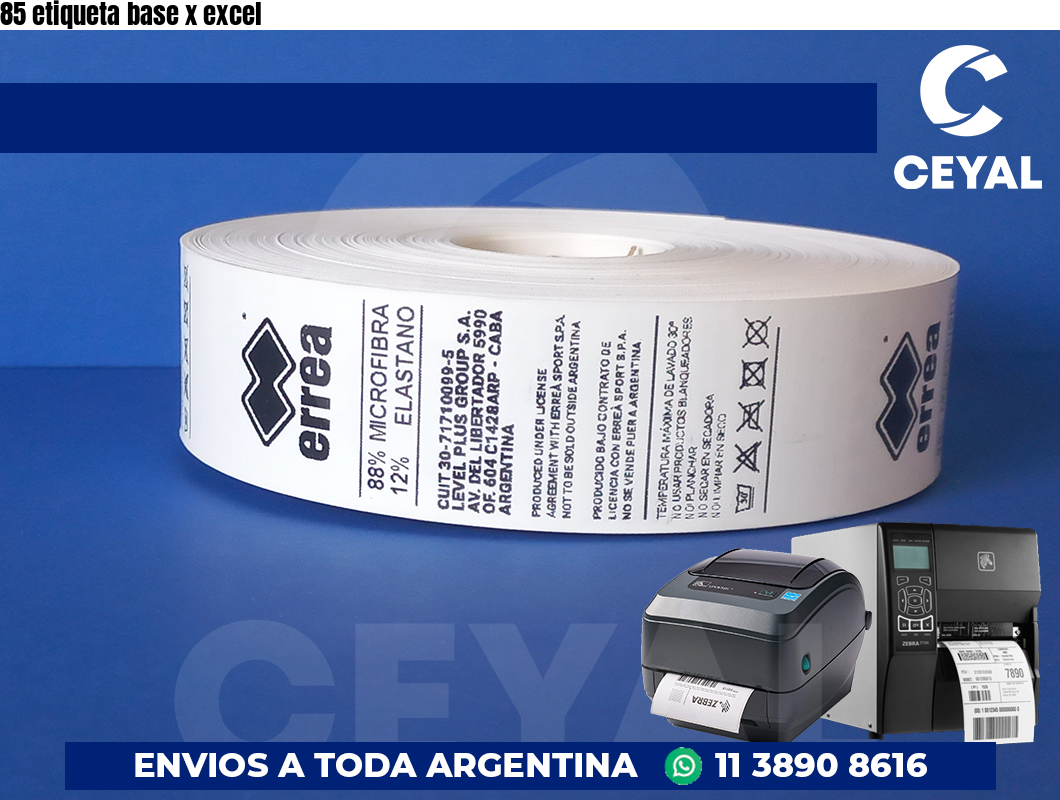 85 etiqueta base x excel