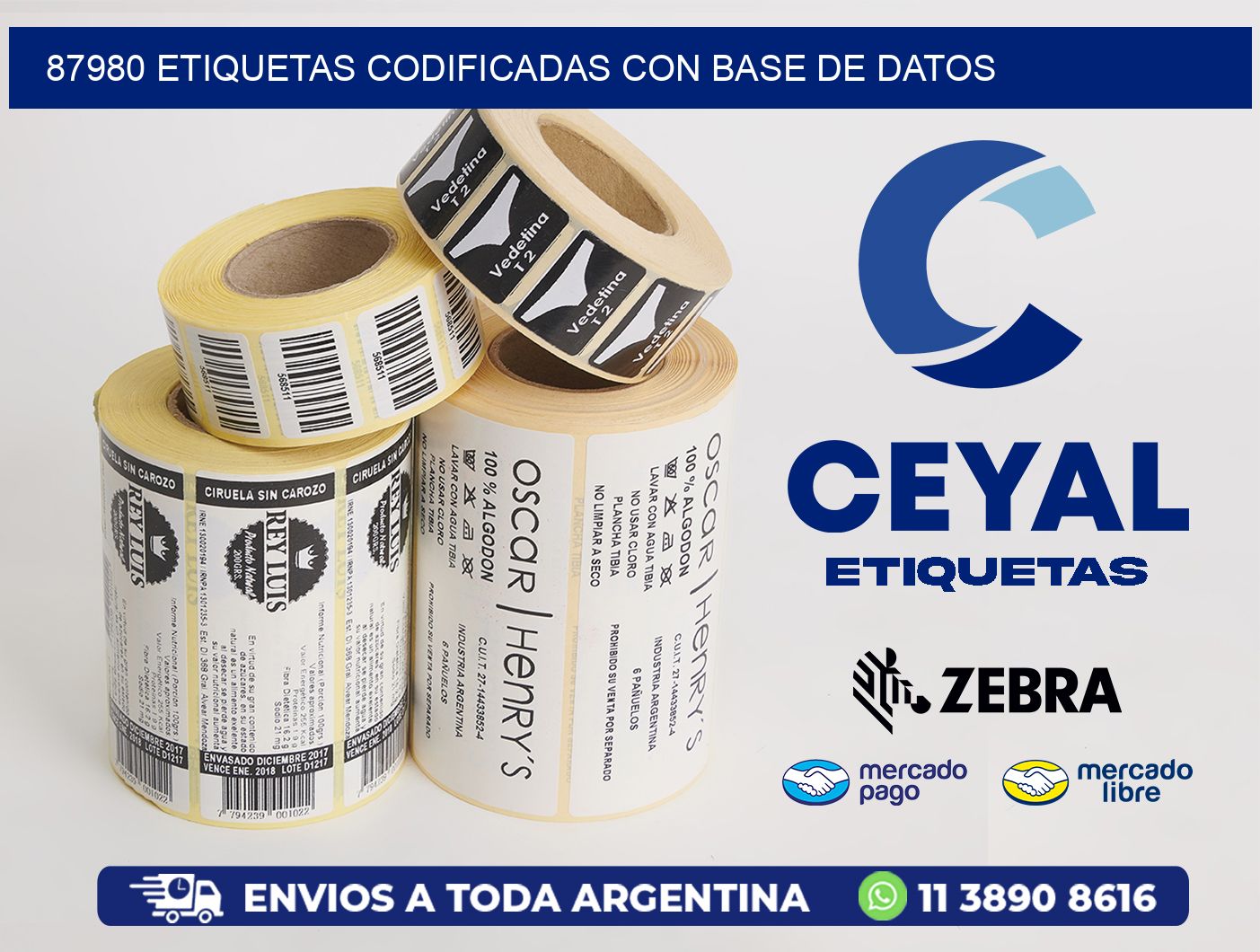 87980 etiquetas codificadas con base de datos