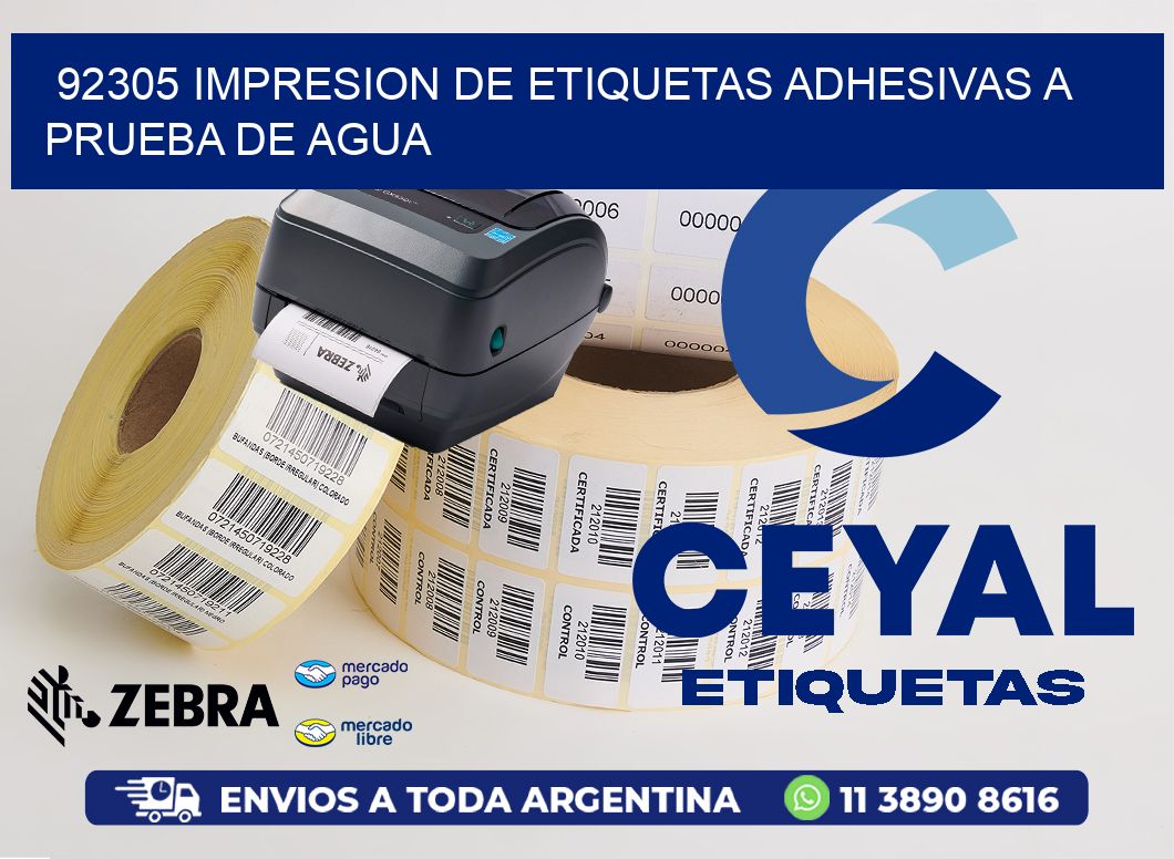 92305 IMPRESION DE ETIQUETAS ADHESIVAS A PRUEBA DE AGUA